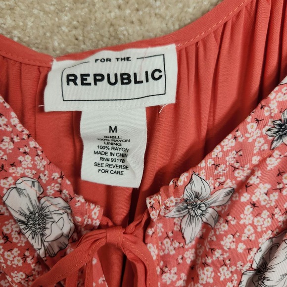 For The Republic Red White Floral Sleeveless Lined Maxi Dress Size Medium - Picture 3 of 5